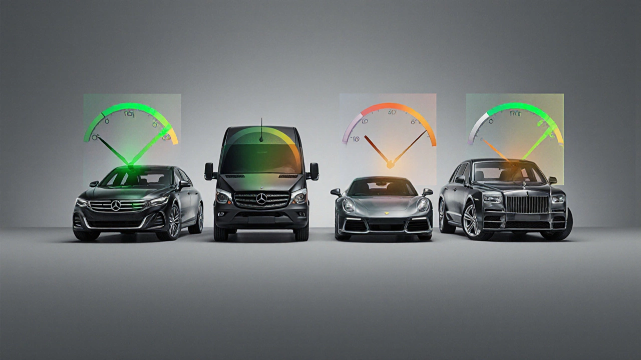 Four different cars displayed with translucent oil level gauges indicating fill levels.