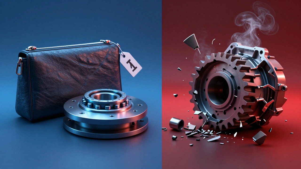 Comparison of new clutch kit versus shattered transmission damage