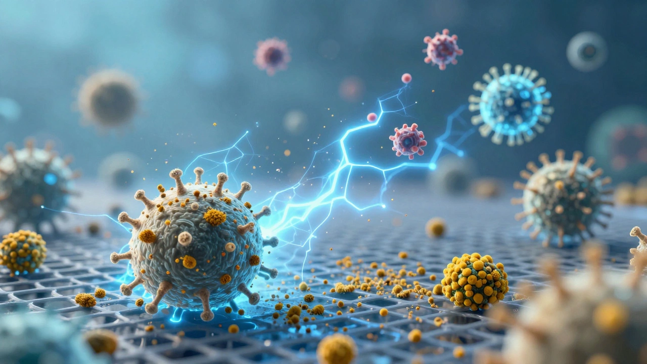 Microscopic view of large dust trapped while tiny viruses pass through