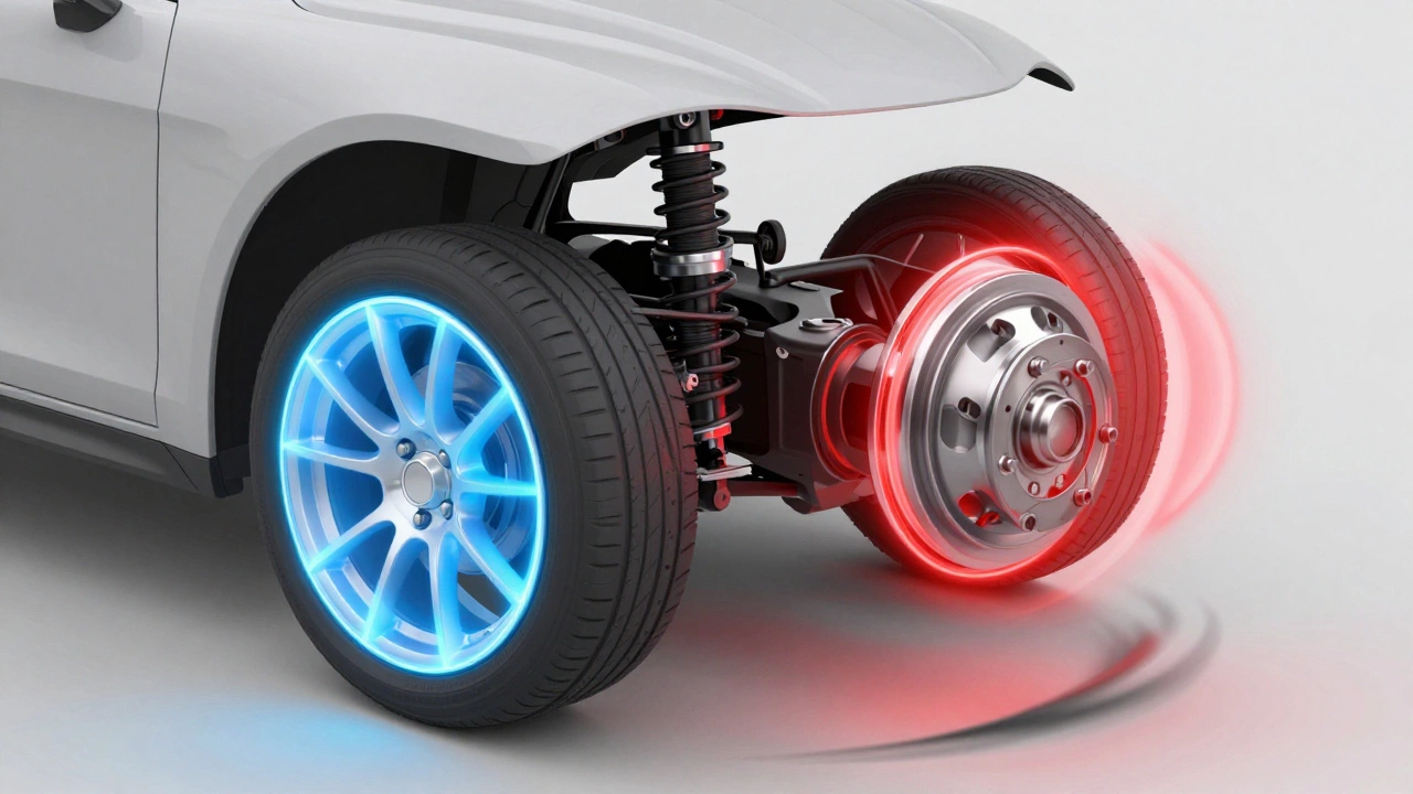 3D cutaway showing heat dissipation and weight difference in car wheels