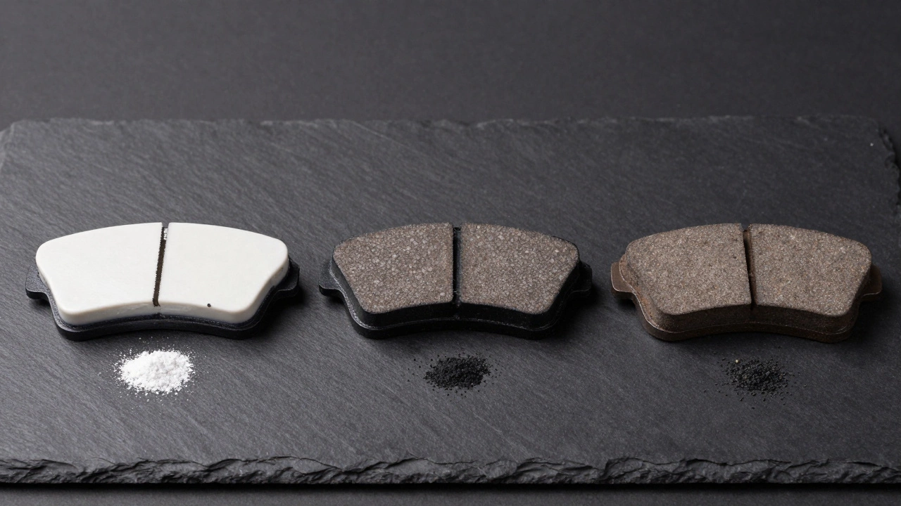 Comparison of ceramic, semi-metallic, and organic brake pads