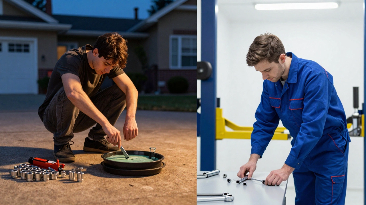 Comparison of DIY home garage repair versus professional workshop