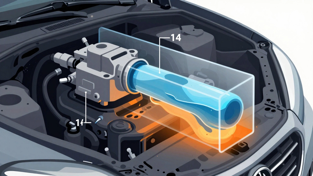 Cutaway diagram of fuel tank and pump maintenance
