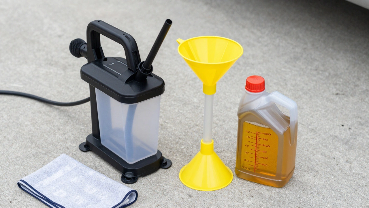 Oil extractor pump and funnel for removing excess oil