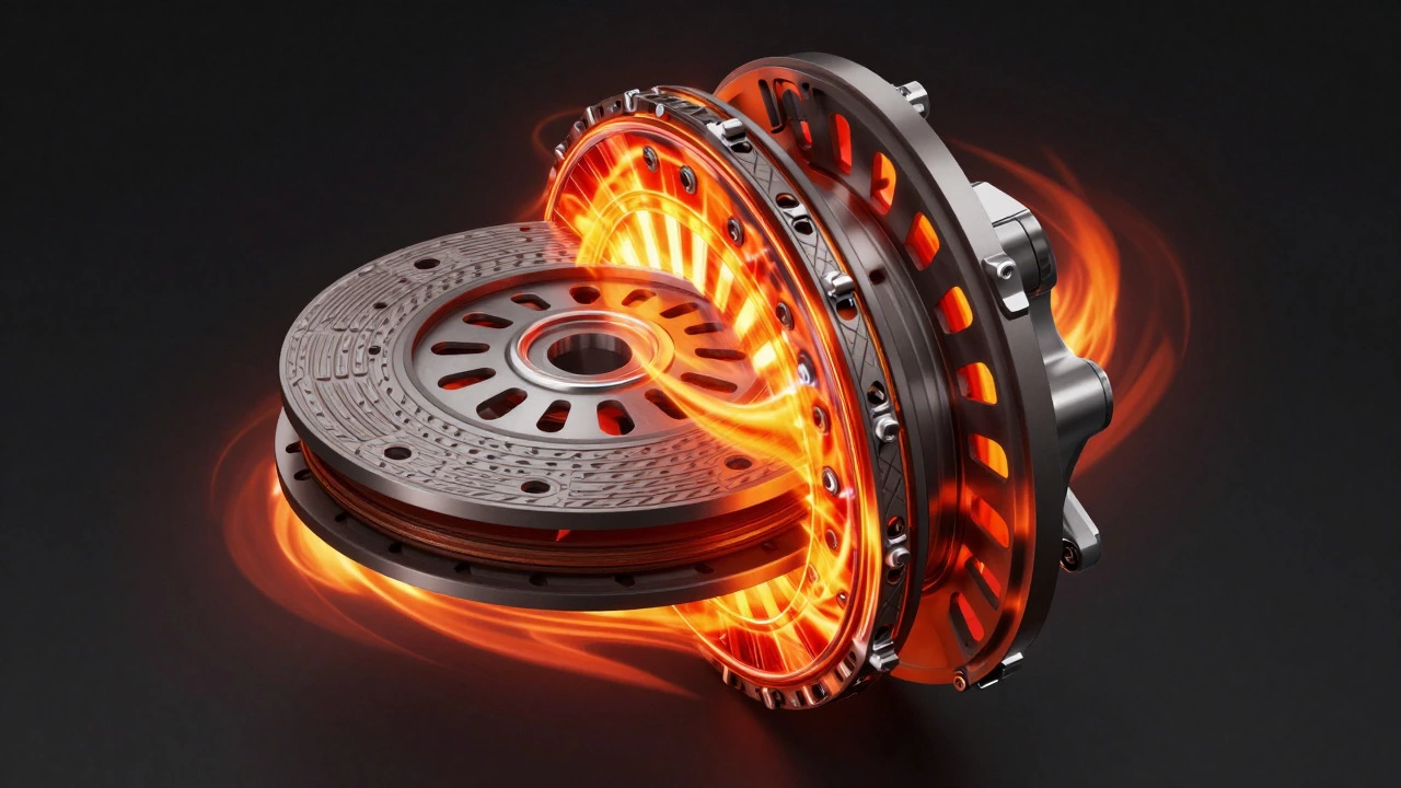 Cross-section of clutch assembly showing heat damage